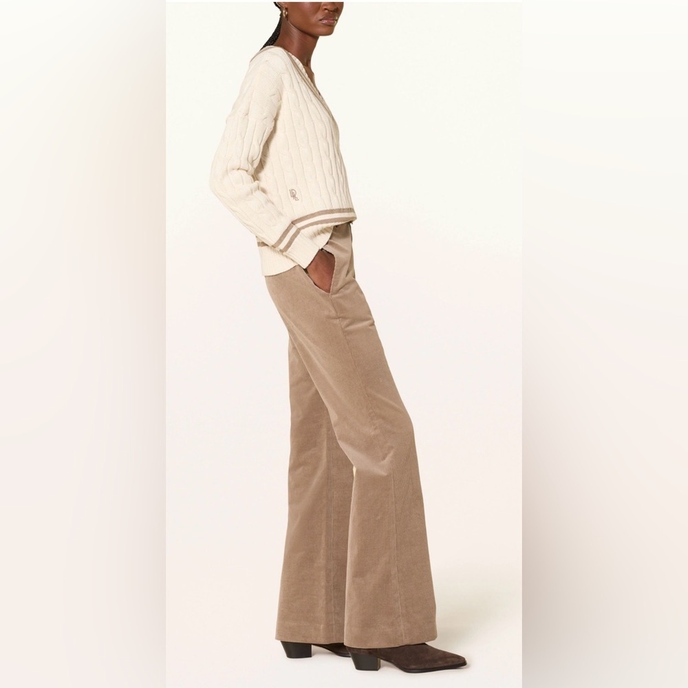 LAUREN RALPH LAUREN Taupe Corduroy High Rise Bootcut Pants 4 - Picture 4 of 16